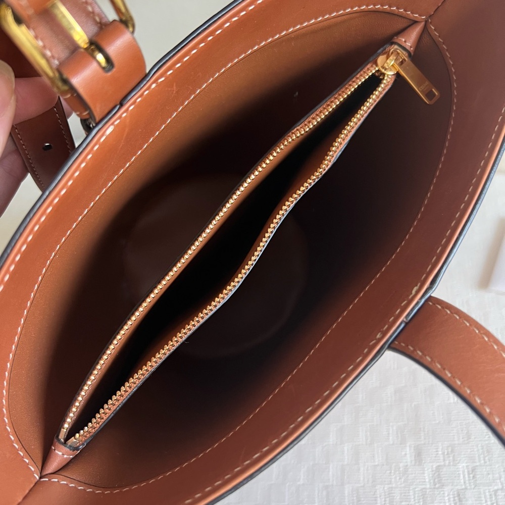 Celine Tan Leather Bucket Bag with Gold Accent - Picture 9 of 9